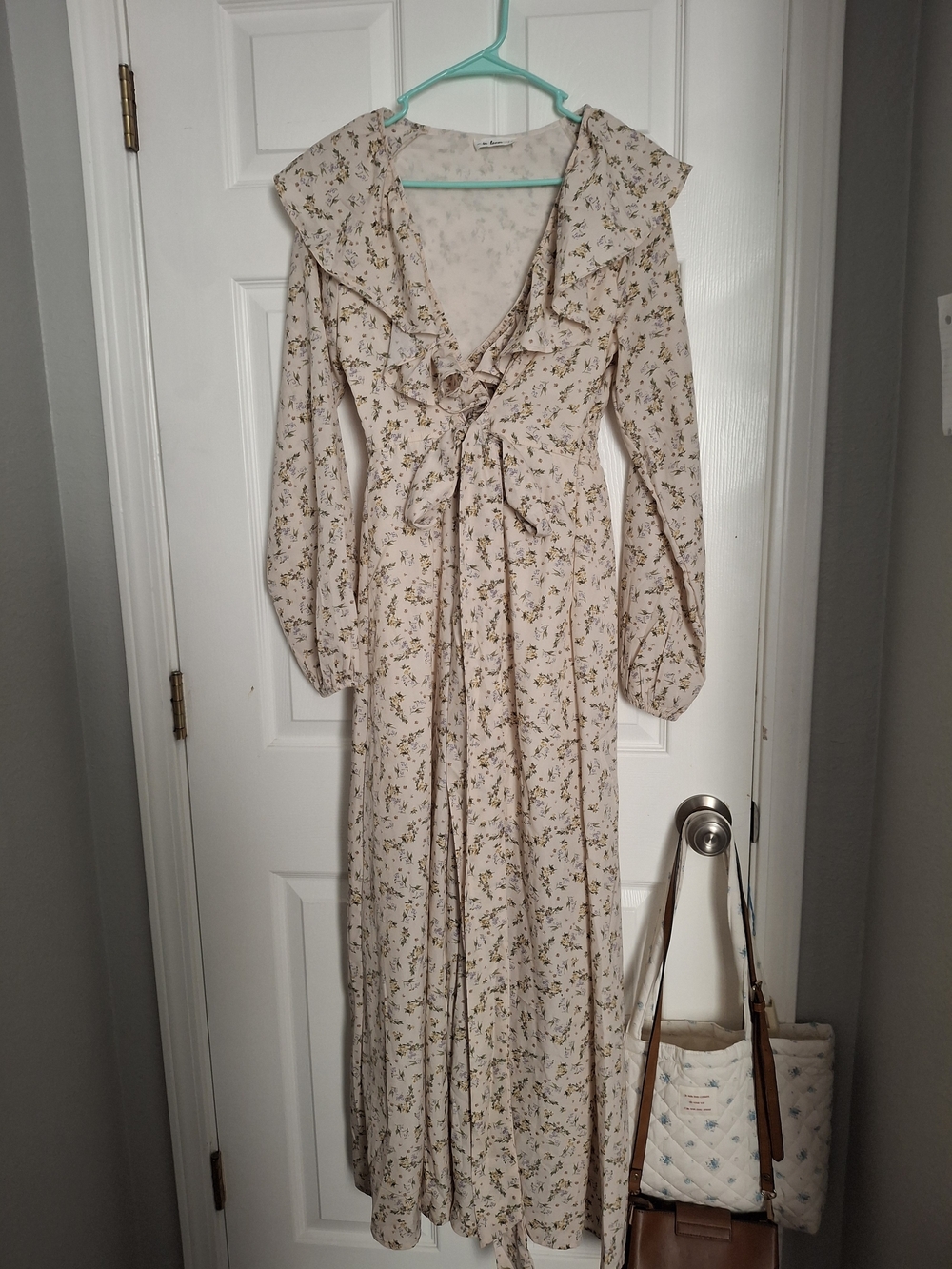 In Bloom Cream Floral Ruffle Wrap Maxi Dress
